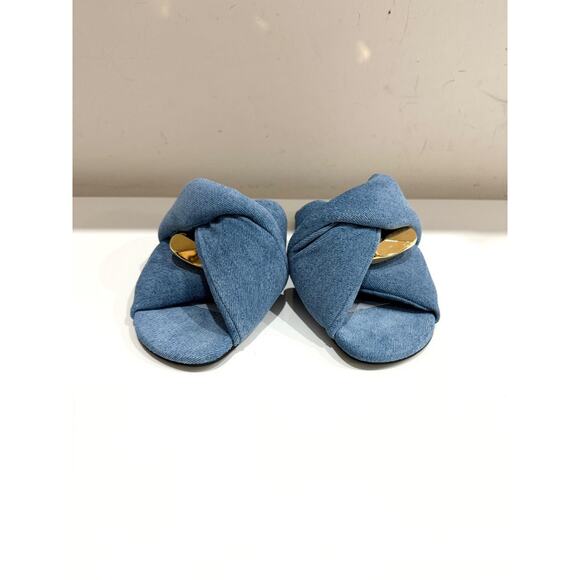 NWOT JW Anderson Denim Gold Buckle Chunky Flat Slide Sandals Blue Women's EU 40 - Picture 3 of 7